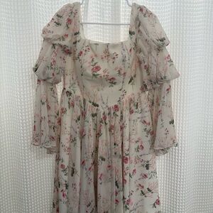 Floral Mini Dress with Ruffle Sleeves